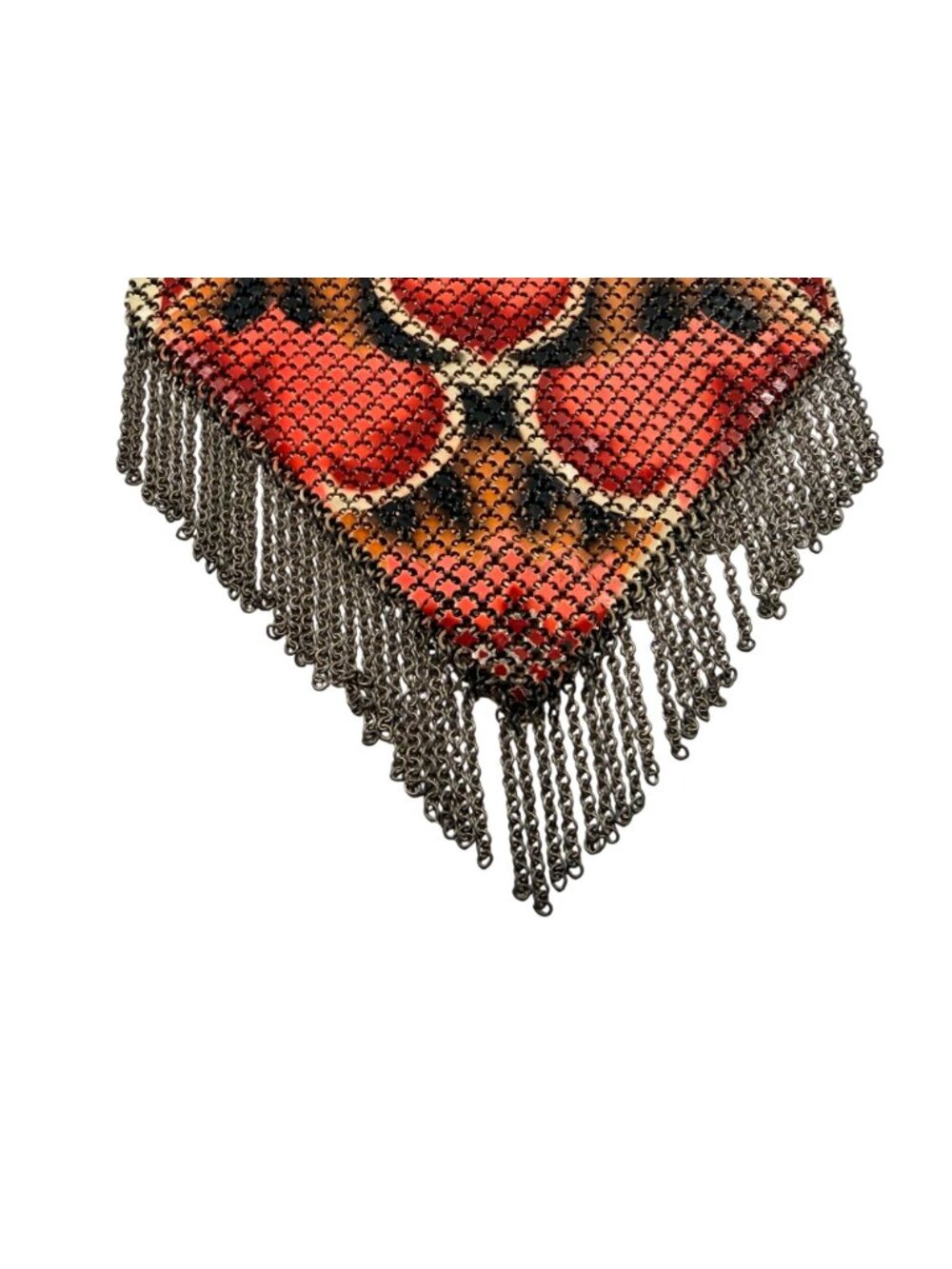 Vintage Mandalian Mfg Co Art Deco Mesh Bag Floral Design & Chain Fringe Detailin - Picture 3 of 16